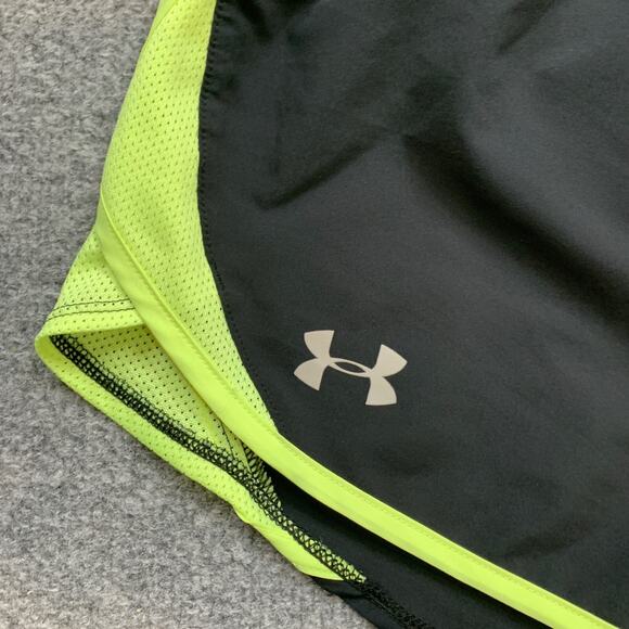 Under Armour Shorts Womens M Medium Black Highlighter HeatGear Loose Running - Picture 3 of 13